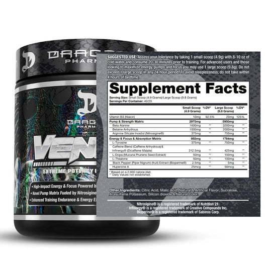 Venom 40 servicios Pre entreno - Dragon Pharma