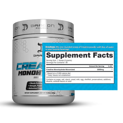 Creatina Monohidratada Dragon Pharma 300g + Psychotic rojo 35 serv