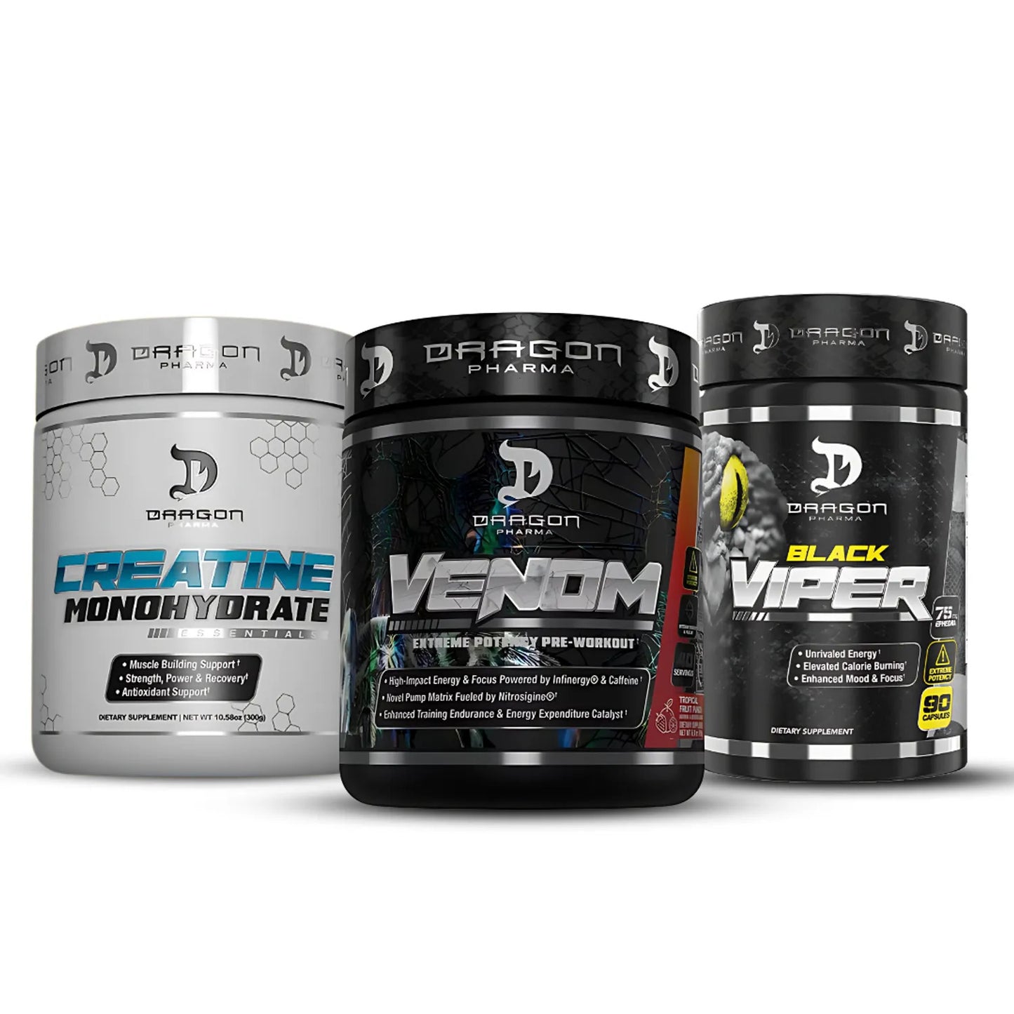 Venom + Creatina 300g + Black Viper - Dragon Pharma